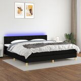 The Living Store Box spring postelja z vzmetnico LED črna 200x200 cm blago - Box Spring Postelja, (21518061) Cene