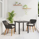 vidaXL 3-delni vrtnarski jedilni set črni poli ratan | Shoptok.si