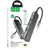 Hoco Konverter USB HUB type C to USB3.0/USB2.0/HDMI/RJ45/PD - HB23 Easy view, Sivi Cijene