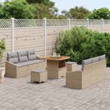  Vrtna garnitura - 9-dijelni set vrtnih sofa s jastučićima bež poli ratan akacija | shoptok.hr
