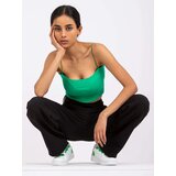 Fashion Hunters Tmavě zelený pruhovaný crop top Aria RUE PARIS | Shoptok.si