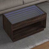 vidaXL Klubska mizica z neskončnimi LED rjavi hrast 90x50x50 cm Cene