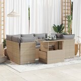 Maison Chic Seti vrtnega pohištva - Vrtna garnitura - Vrtni pohištvo set 7-delna z blazinami bež poli ratan, (21800324) | Shoptok.si