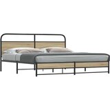 Metalni Kovinski posteljni okvir brez vzmetnice dimljen hrast 193x203cm, (21610527) | Shoptok.si