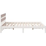  Krevetna konstrukcija Smeđa 140 x 200 cm Čvrsto borovo drvo Bijela | Shoptok.si