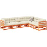  6-dijelni set vrtnih sofa s jastucima voštano smeđi od borovine | Eponuda.com