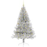 vidaXL Umjetna preddekorirana božićna jelka srebrna 180 cm PET | Shoptok.si
