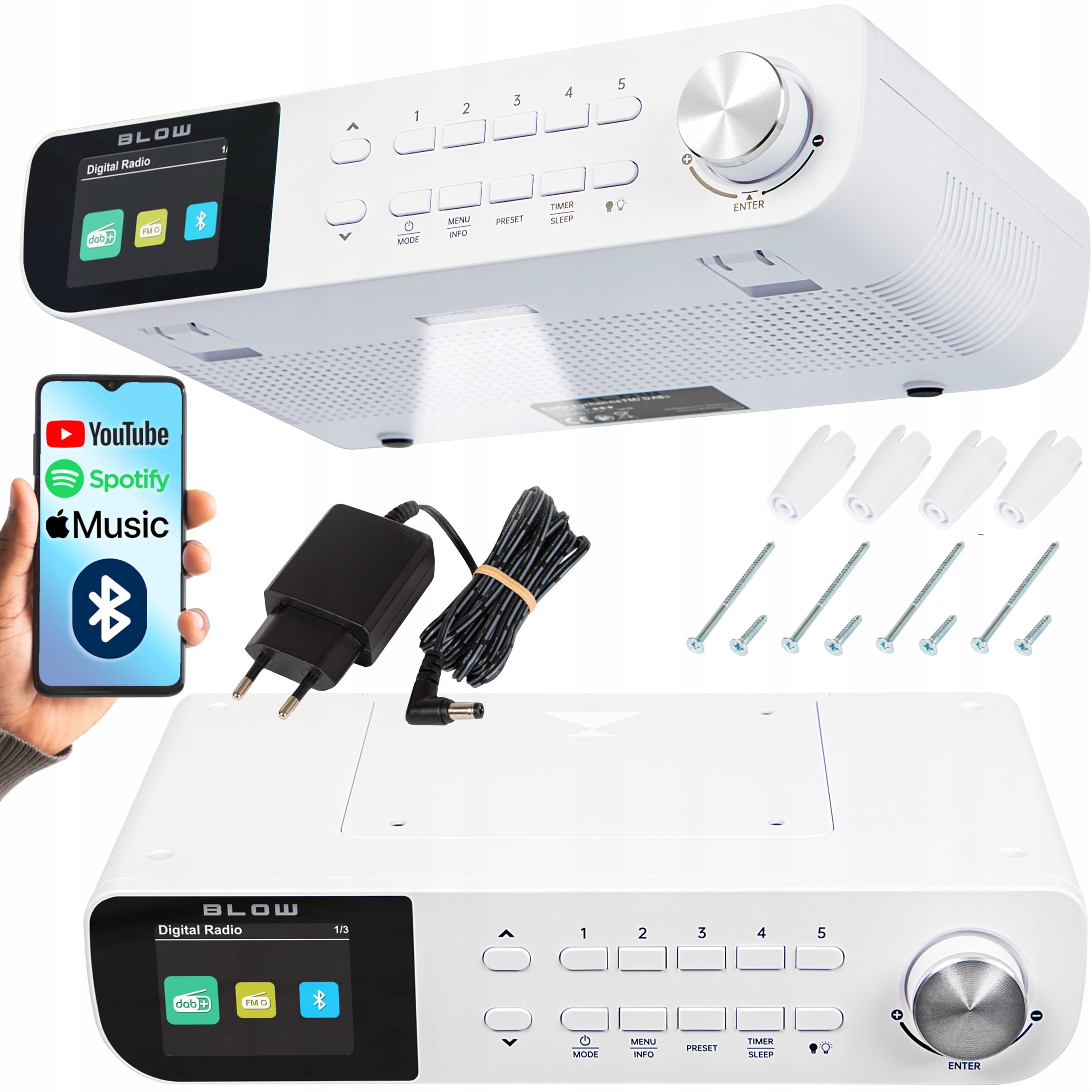 FM LED viseća kuhinja Radio Lcd Bluetooth Dab+ White Cijene
