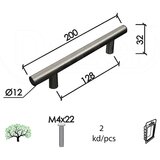 Dabel ručica za nameštaj C90 INOX X128/200/32/FI12 mm (2kom) M4X22MM DBP1 (0205548) cene