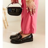 Gemre Black patent loafers with a buckle Sardis | Shoptok.si