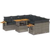 vidaXL 9-dijelni set vrtnih sofa poliratan i bagrem s jastucima sivi | shoptok.hr