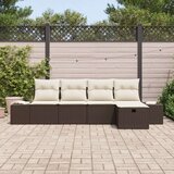 vidaXL 5-delni set vrtne sedežne garniture z blazinami Rjava Poli Ratan | Shoptok.si