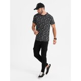 Ombre Cotton T-shirt with print and round neckline - black | Shoptok.si
