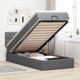vidaXL Otomanski posteljni okvir z vzmetnico siv 90x200 cm blago | Shoptok.si