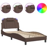 Maison Chic Postelja za odrasle - Posteljni Okvir z LED lučkami rjav 80x200 cm umetno usnje, (22082548) | Shoptok.si