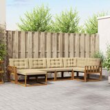 Set vanjskih sofa 6 kom. Prirodna i bež Čvrsto drvo akacije | shoptok.hr