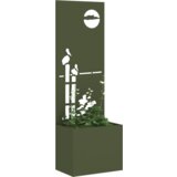 vidaXL Vrtno korito z dekorativno ploščo Olivno zelena 50 x 140 cm | Shoptok.si