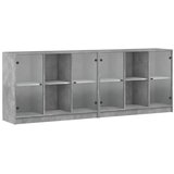 Regal za knjige s vratima boja betona 204 x 37 x 75 cm drveni | shoptok.hr