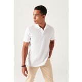 Avva Men's White 100% Egyptian Cotton Standard Fit Normal Cut 3 Button Polo Neck T-shirt Cene