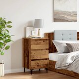  Krevetni ormarić s metalnim nogama staro drvo 40x35x69 cm | shoptok.hr