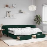  Dnevni krevet na razvlačenje tamnozeleni 90 x 200 cm baršunasti | shoptok.hr