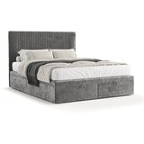 Maison de Rêve Sivi tapecirani bračni krevet s prostorom za odlaganje 200x200 cm Mavel – Cijene