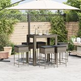  7-dijelni vrtni barski set s jastucima sivi od poliratana Siva 100 x 60.5 x 110.5 cm | Shoptok.si
