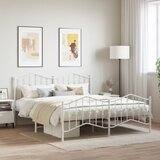 Maison Chic Kovinski Posteljni okvir - Dvoposteljna postelja - Zakonska postelja z vzglavjem in vznožjem bel 183x213 cm, (21695740) | Shoptok.si