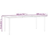  Vrtni blagovaonski stol crni 200x100x74 cm čelik i kaljeno staklo | shoptok.hr