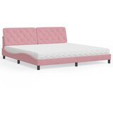  Krevet s madracem ružičasti 200x200 cm baršunasti | shoptok.hr