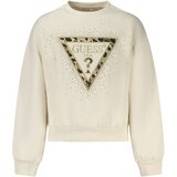 Guess Jeans dukserica za djevojčice s cirkonima i vezom bijela Slike