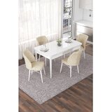 Hanah home trpezarijski set Nef, sto na razvlačenje i 4 stolice, bela ploča, krem tkanina Jerry | Eponuda.com