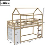 Möbrio 90x200cm Dvonadstropna postelja iz masivnega lesa - s predali in policami - naravna, (22060345) | Shoptok.si
