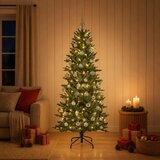  Umjetno božićno drvce s kuglicom 120 cm 150 LED lampica - Zelena 120 cm s LED-ima i srebrnim lopticama | shoptok.hr