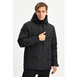 River Club Men's Black Fur Hooded Water and Windproof Sports Winter Coat & Coat & Parka Cene