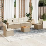 Maison Chic Seti vrtnega pohištva - Vrtna garnitura - Vrtni pohištvo set 7-delna z blazinami bež poli ratan, (21806038) | Shoptok.si