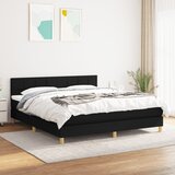  Krevet s oprugama i madracem crni 160x200 cm od tkanine | shoptok.hr