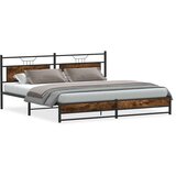 Metalni Kovinski posteljni okvir brez vzmetnice dimljen hrast 200x200cm, (21792961) | Shoptok.si