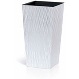 Plana Saksija Ratan sa uloškom - bela S449 / 27×27×50 cm Cene