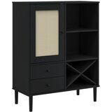  Visoka komoda SENJA crna izgled ratana 90x40x112 cm borovina | Eponuda.com