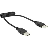 USB kabel USB 2.0 USB-A vtič\, USB-A vtič 0.60 m črna spiralni kabel 1937078, (20419506)