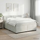 Krevet s box springom madracem i LED-om Svjetlosiva Baršun - Svjetlosiva 160 x 200 cm Prošiveno gumbima | shoptok.hr