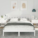 vidaXL konstrukcija postelje bela 160 x 200 cm trdna borovina | Shoptok.si