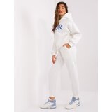 Fashion Hunters Two-piece Ecru tracksuit with an inscription sweatshirt