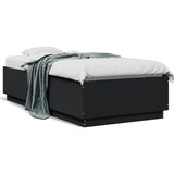 vidaXL Okvir za krevet s LED svjetlima crni 90x190cm konstruirano drvo Cijene