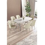 Hanah home Set trpezarijskog stola i stolica (7 delova) Lena White Marble Chrome Cream | Eponuda.com