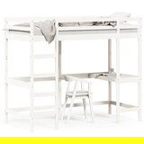  The Living Store Posteljni okvir z mizo bel 100x200 cm trdna borovina - Visoka Postelja, (21498064) | Shoptok.si