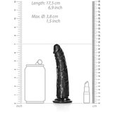 REALROCK Slim - realističen dildo z lepljivimi nogami - 15,5 cm (črn) | Shoptok.si
