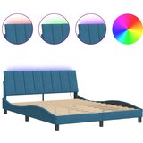 vidaXL Posteljni okvir z LED lučkami moder 200x200 cm žamet, (21086487) Cene