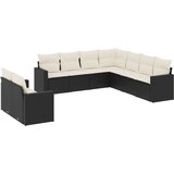  9-dijelni set vrtnih sofa s jastucima crni od poliratana | shoptok.hr